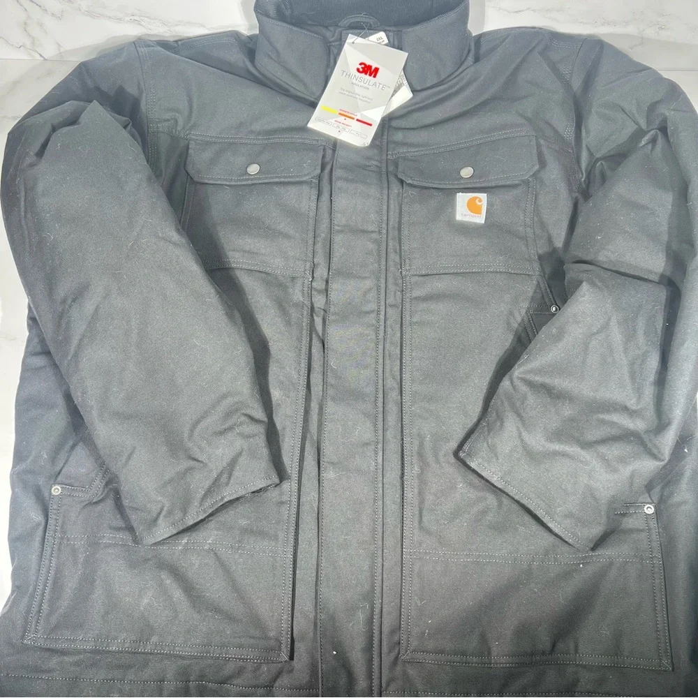 Carhartt Full Swing Relaxed Fit Quick Duck Insulated Traditional Black Coat - Picture 4 of 9